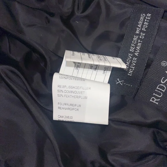 RUDSAK Black Down Bomber Puffer Jacket w/ Detachable Fur Hood - Picture 4 of 5